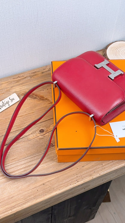 Hermes Rouge Vif Mini Constance (PHW)