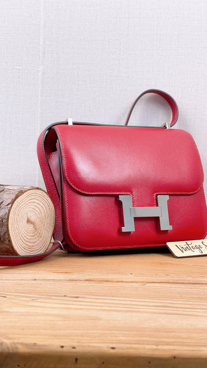 Hermes Rouge Vif Mini Constance (PHW)