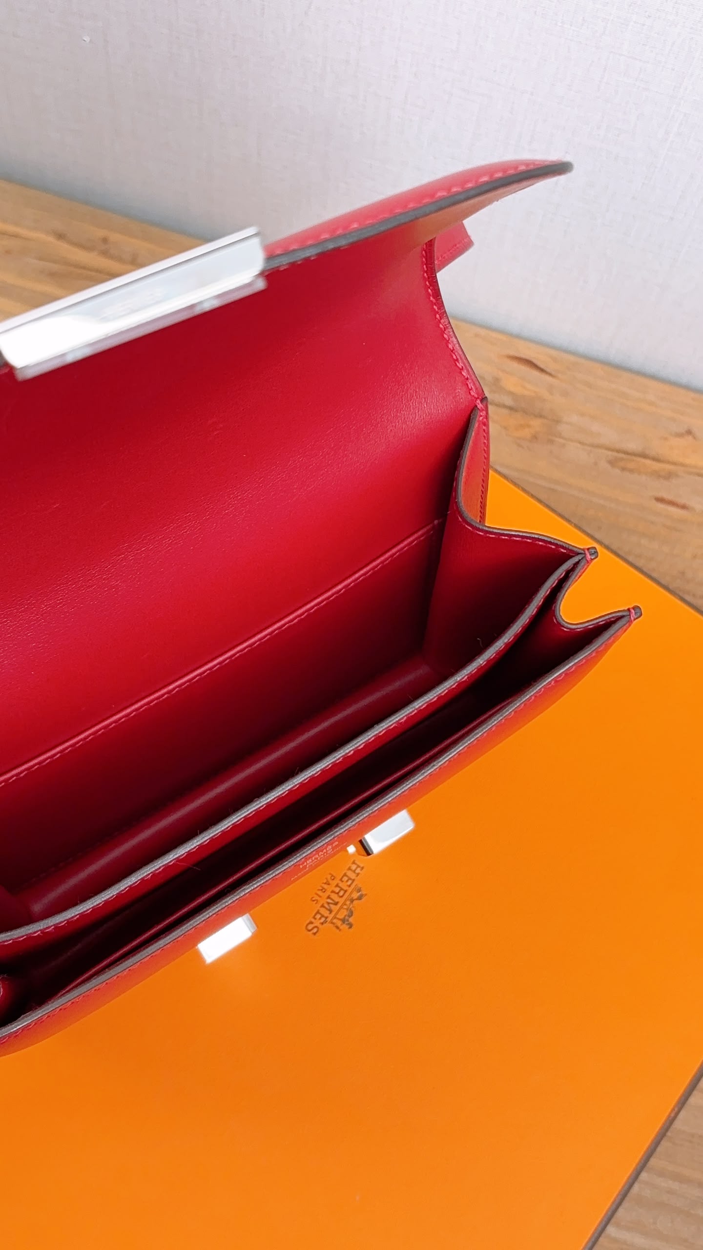 Hermes Rouge Vif Mini Constance (PHW)