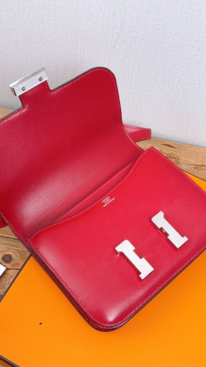 Hermes Rouge Vif Mini Constance (PHW)