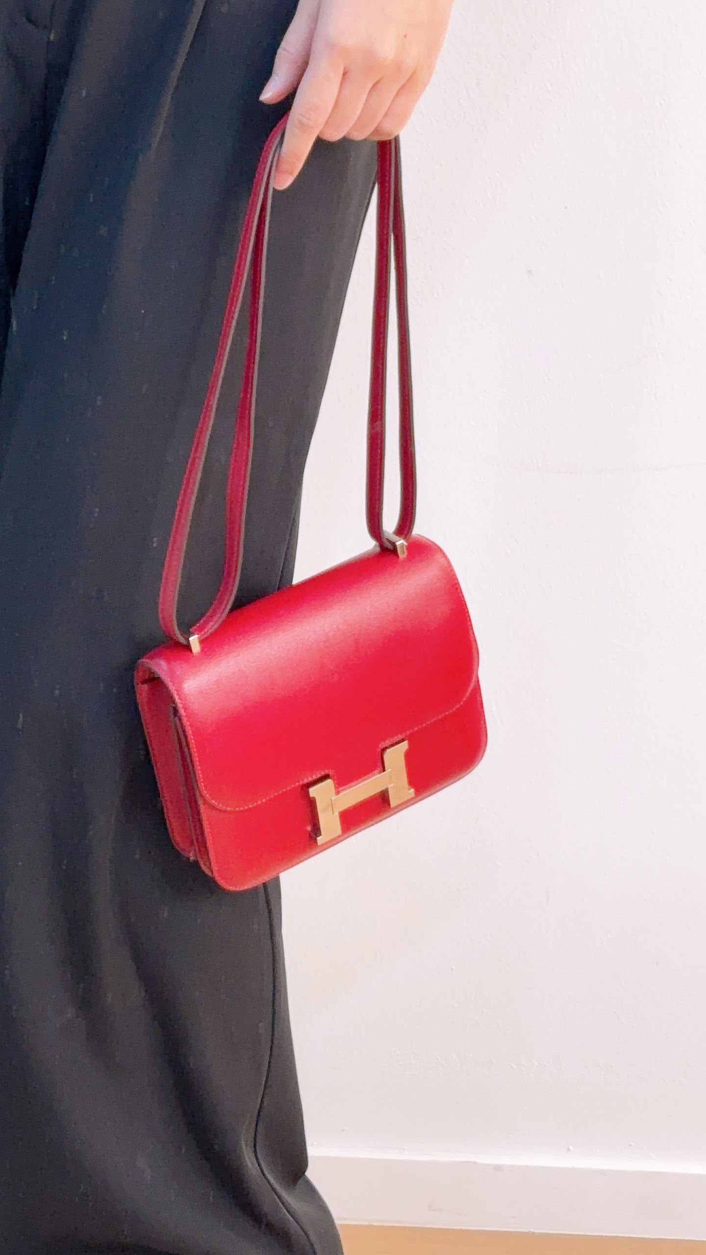 Hermes Rouge Vif Mini Constance (PHW)