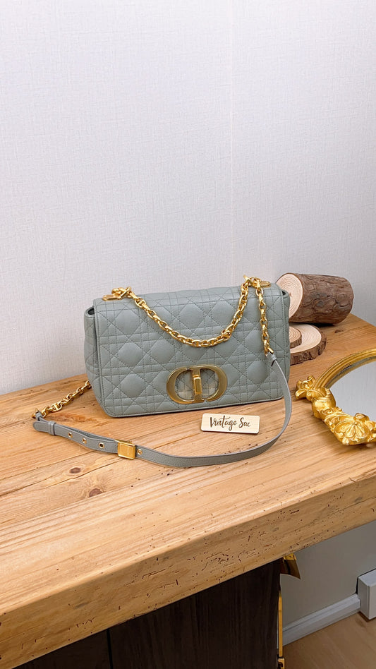 Dior Grey Calfskin Medium Caro (GHW)