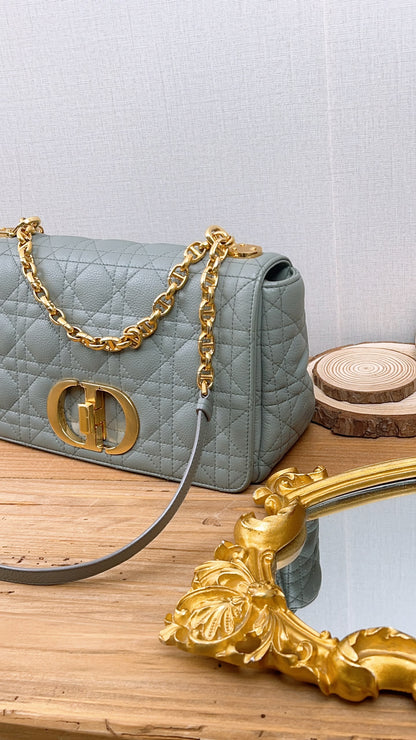 Dior Grey Calfskin Medium Caro (GHW)