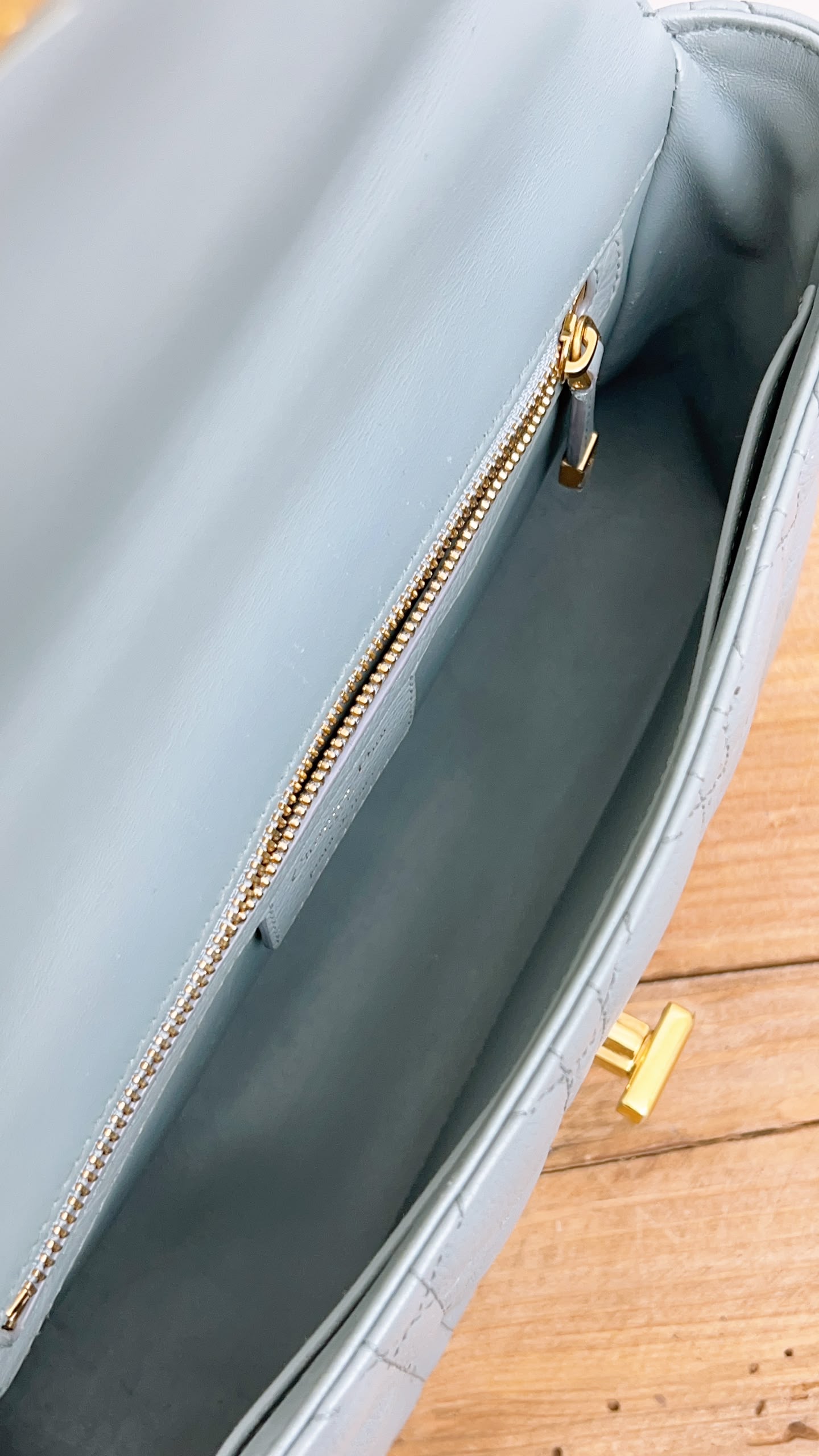 Dior Grey Calfskin Medium Caro (GHW)