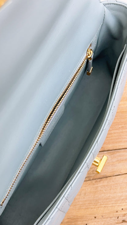 Dior Grey Calfskin Medium Caro (GHW)