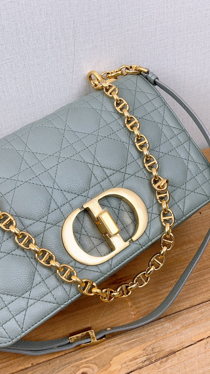 Dior Grey Calfskin Medium Caro (GHW)