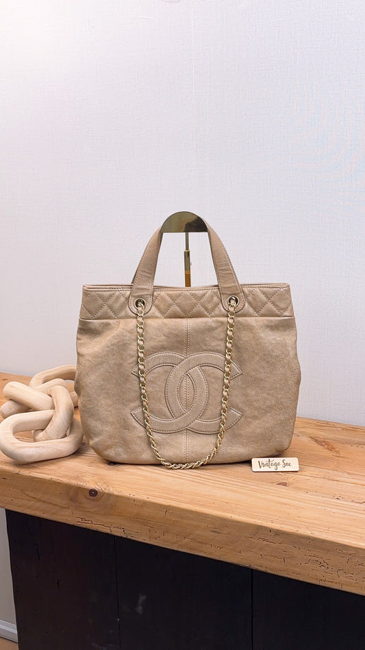 Chanel Metallic Gold Calfskin Large Trianon Tote (GHW)