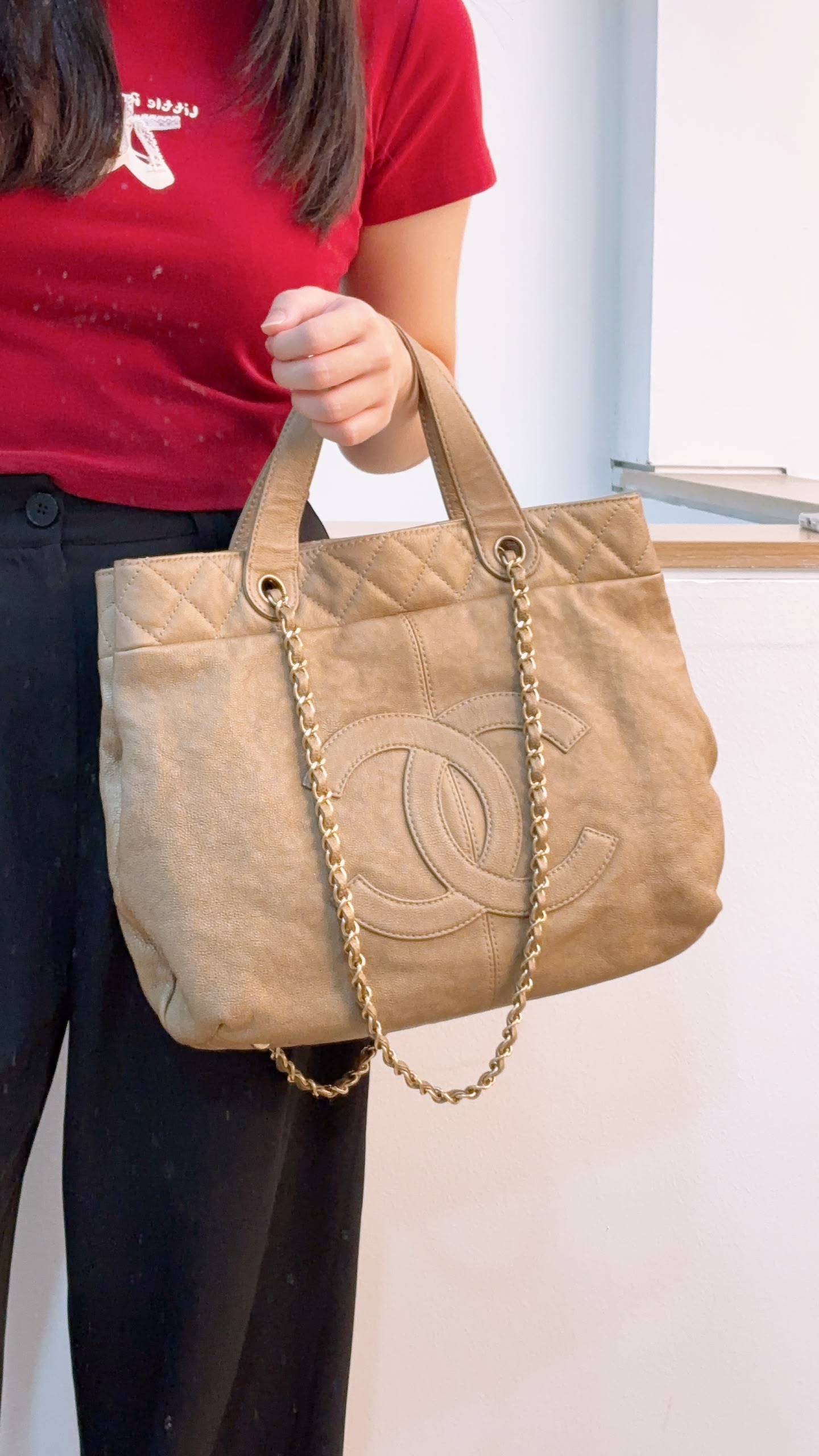 Chanel Metallic Gold Calfskin Large Trianon Tote (GHW)