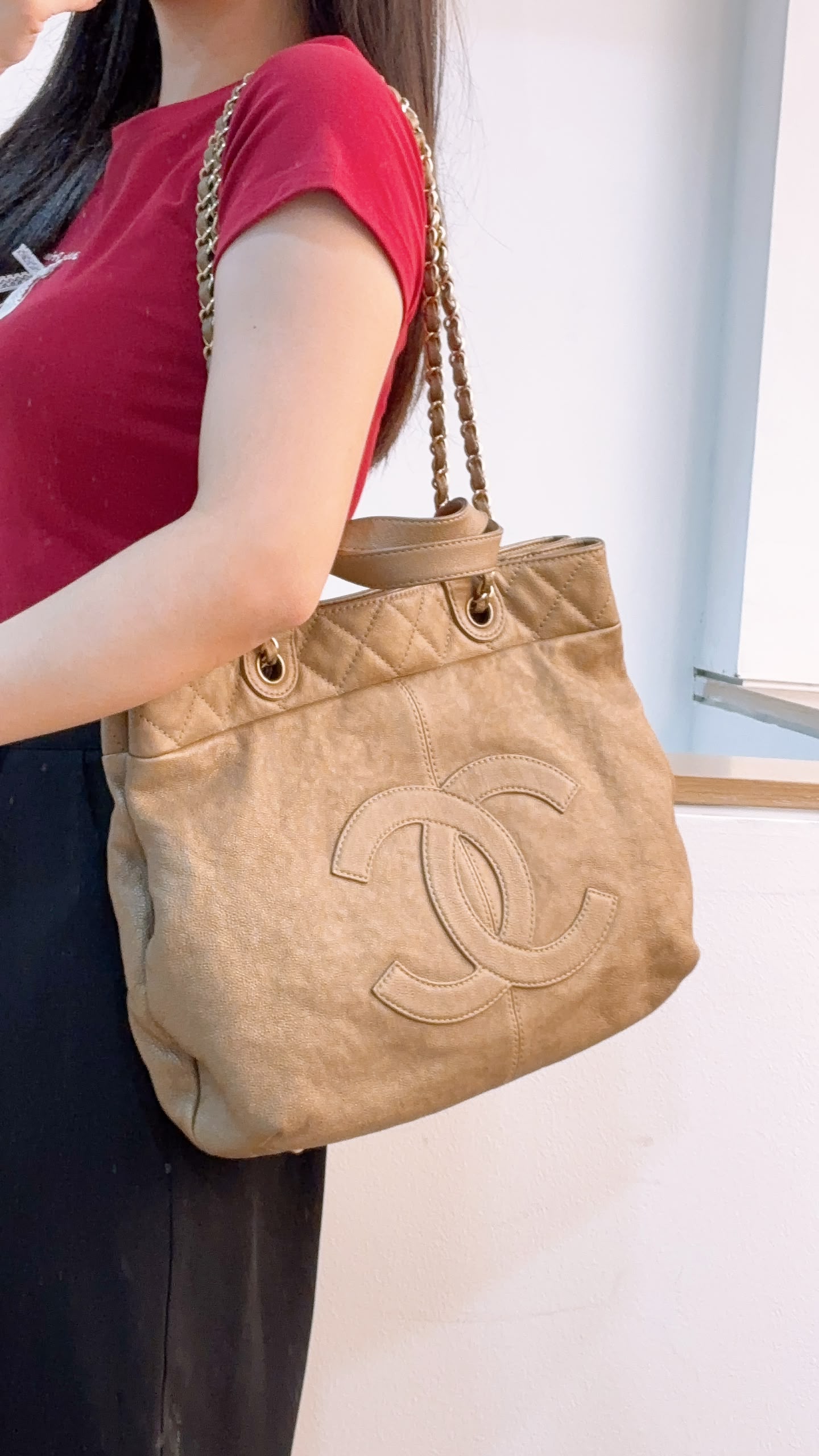 Chanel Metallic Gold Calfskin Large Trianon Tote (GHW)