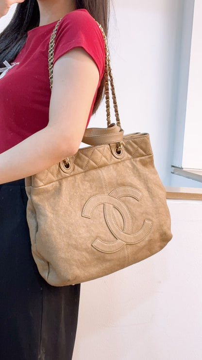 Chanel Metallic Gold Calfskin Large Trianon Tote (GHW)