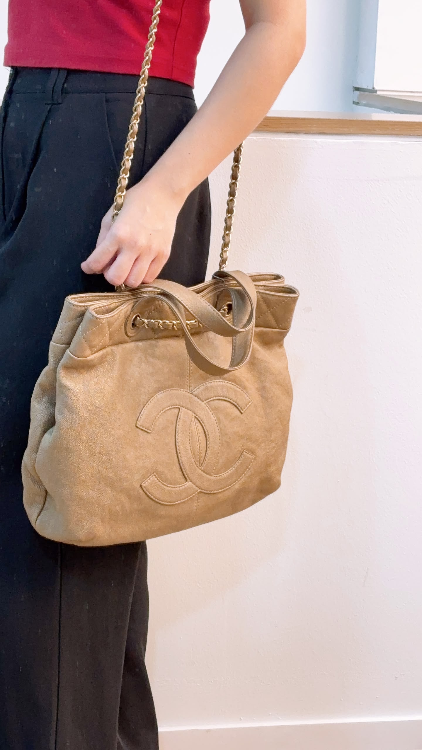 Chanel Metallic Gold Calfskin Large Trianon Tote (GHW)