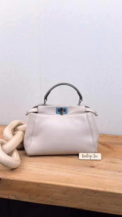 Fendi Dove Grey Nappa Colourblock Mini Peekaboo