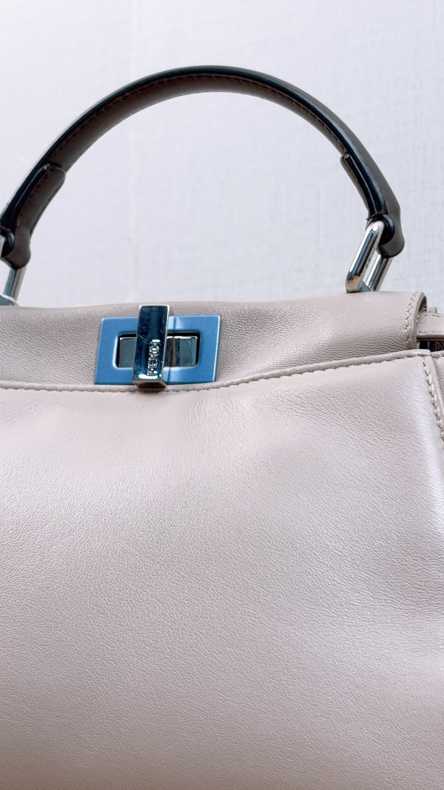 Fendi Dove Grey Nappa Colourblock Mini Peekaboo