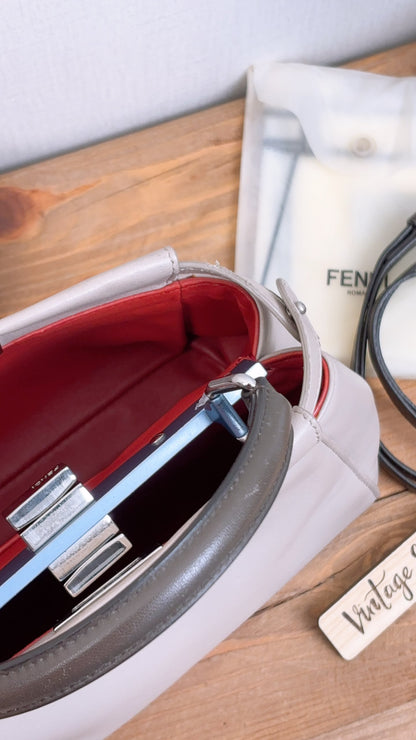 Fendi Dove Grey Nappa Colourblock Mini Peekaboo