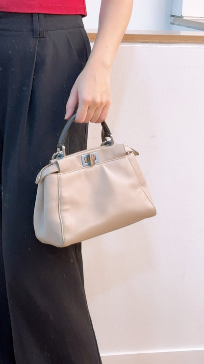 Fendi Dove Grey Nappa Colourblock Mini Peekaboo