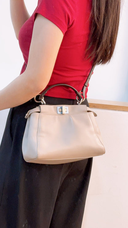 Fendi Dove Grey Nappa Colourblock Mini Peekaboo