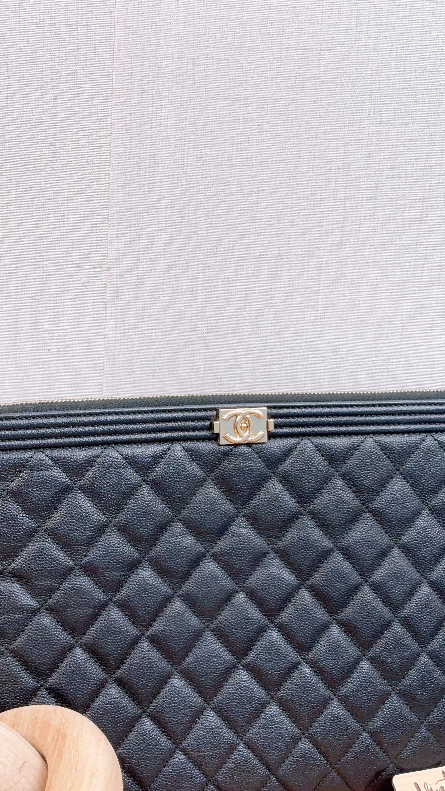 Chanel Black Caviar Medium Boy O’case (GHW)