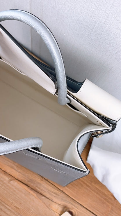 Dior Metallic Silver Calfskin Medium Diorever Tote (SHW)