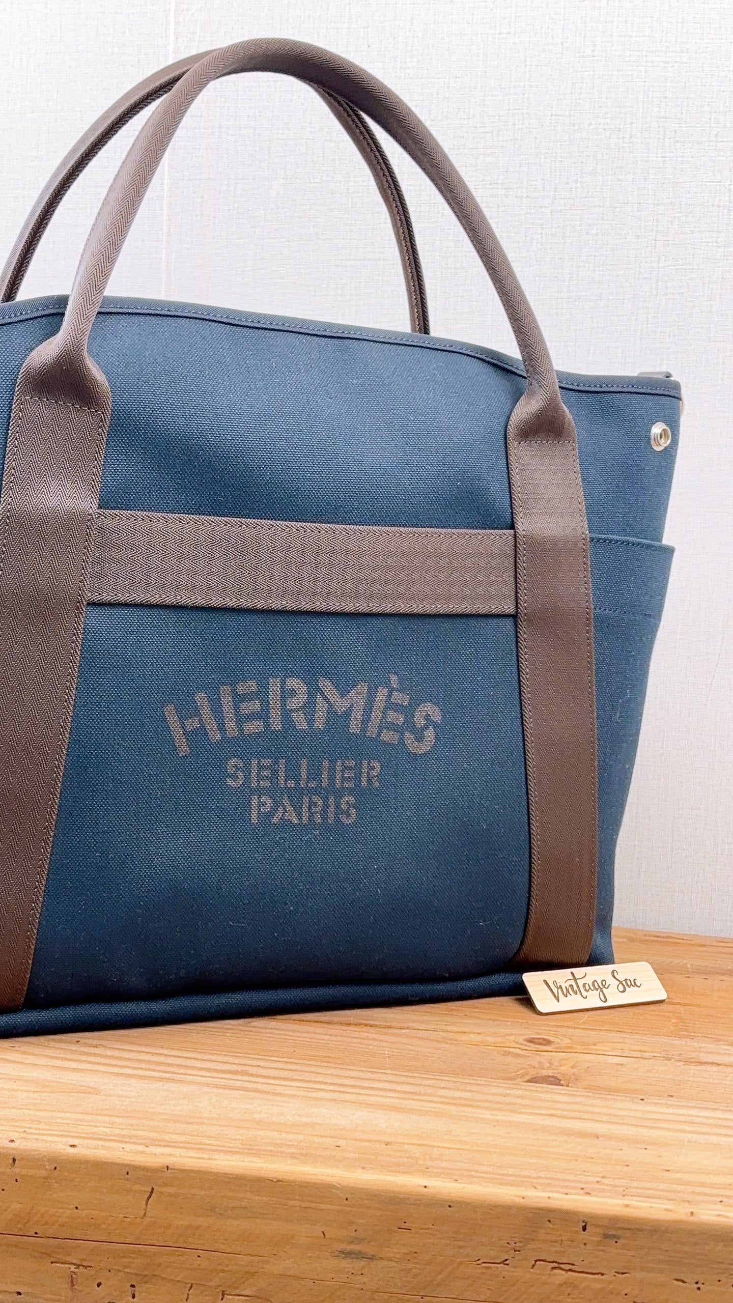 Hermes Navy Blue / Feu Pansage Groom Tote