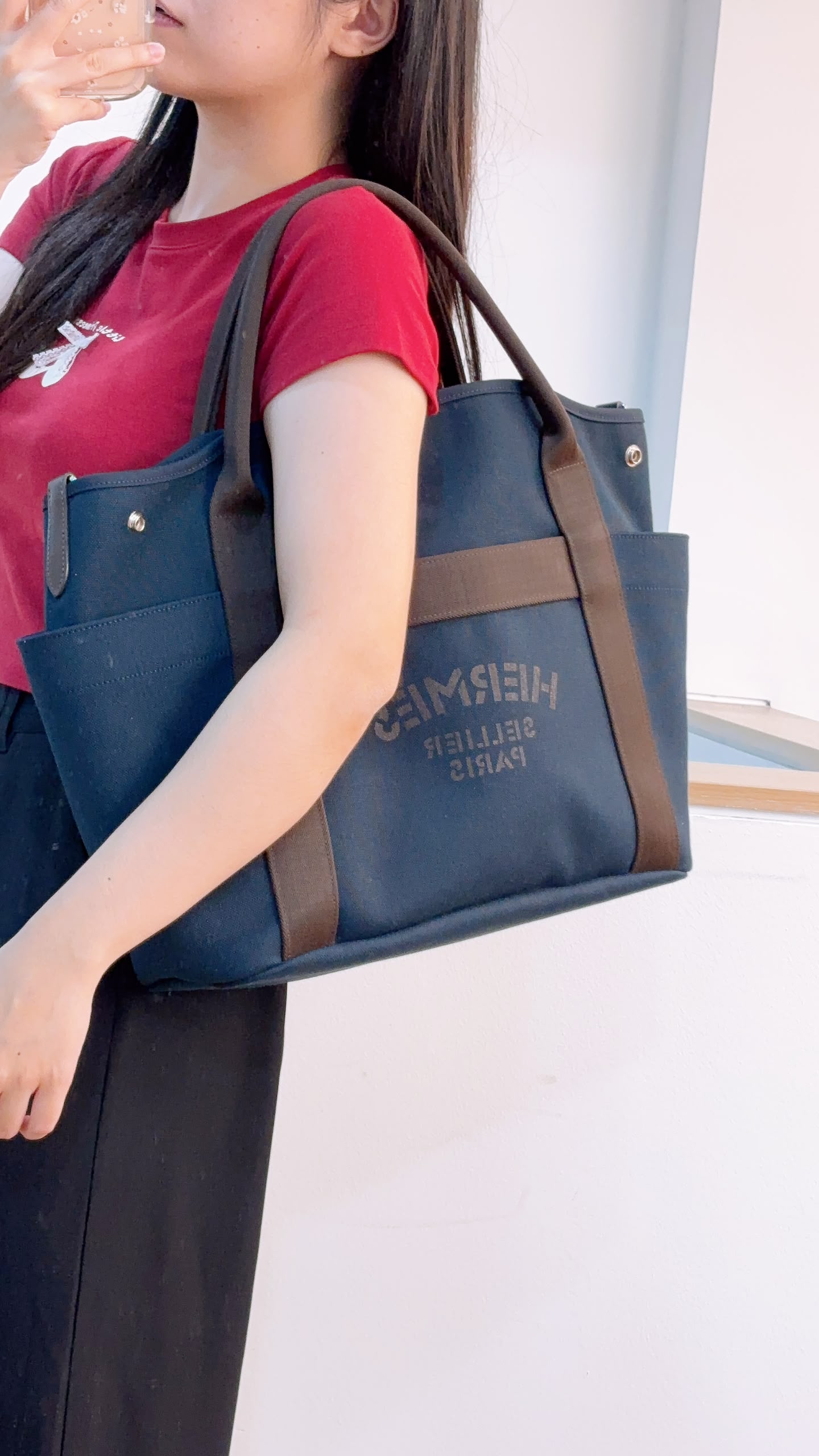 Hermes Navy Blue / Feu Pansage Groom Tote