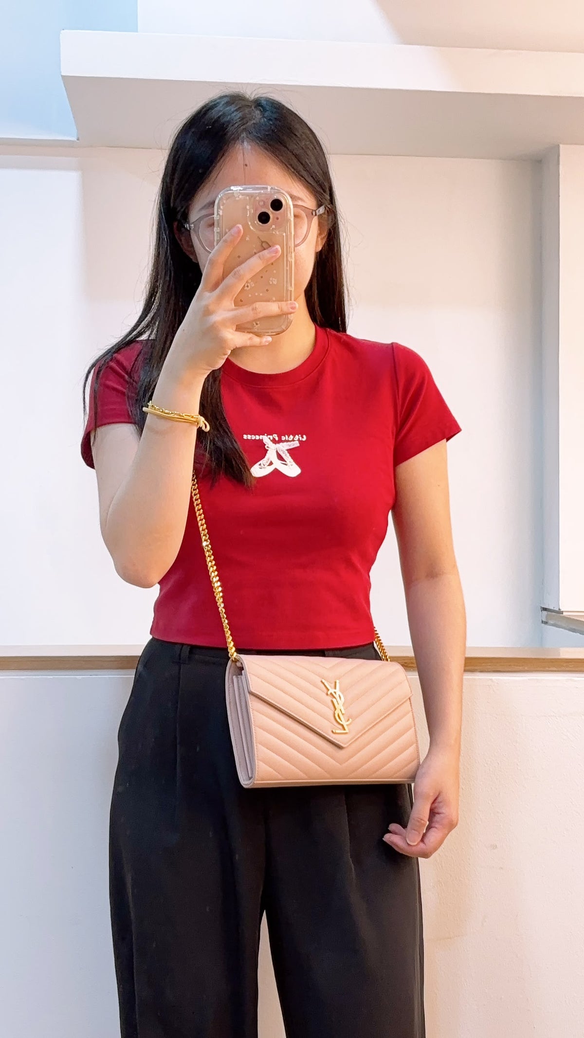 YSL Pink Grain de Poudre Classic Cassandre WOC (GHW)