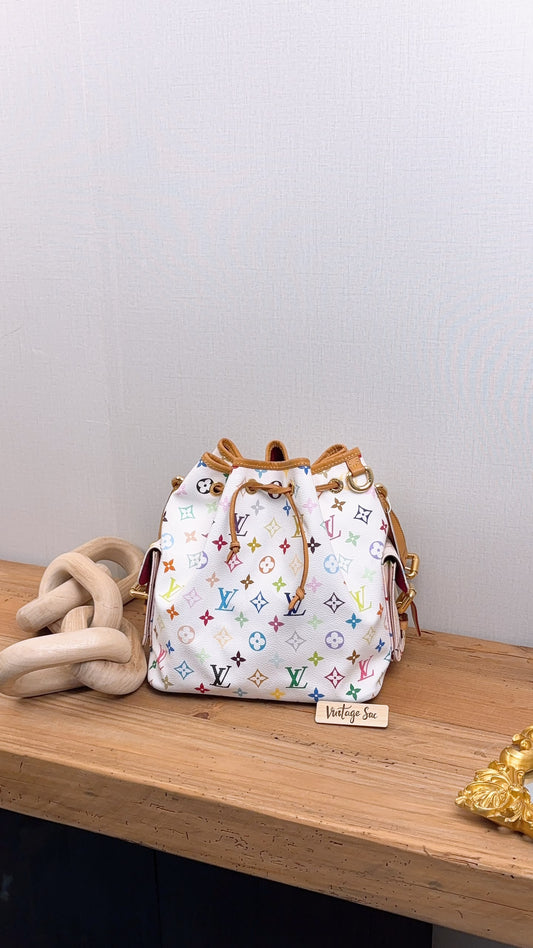 LV White Multicolour Petit Noe