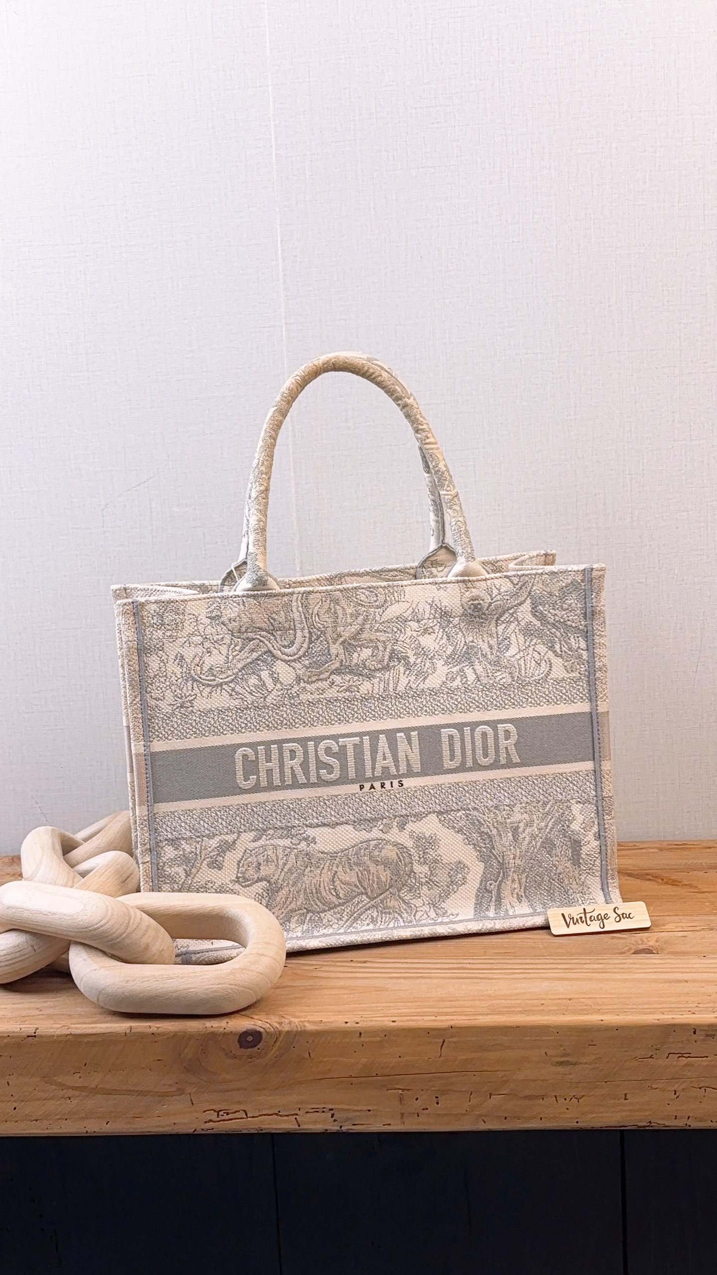 Dior Grey Toile De Jouy Medium Book Tote