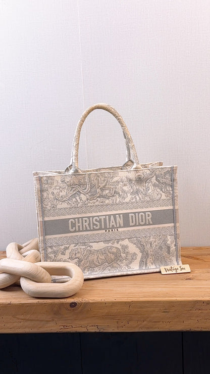 Dior Grey Toile De Jouy Medium Book Tote