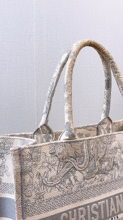 Dior Grey Toile De Jouy Medium Book Tote