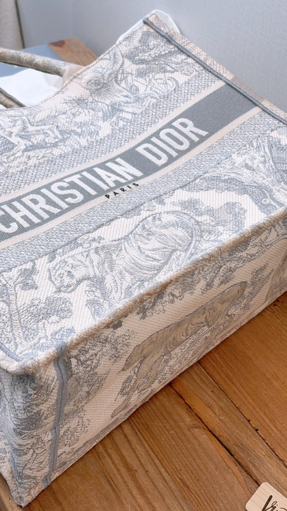 Dior Grey Toile De Jouy Medium Book Tote