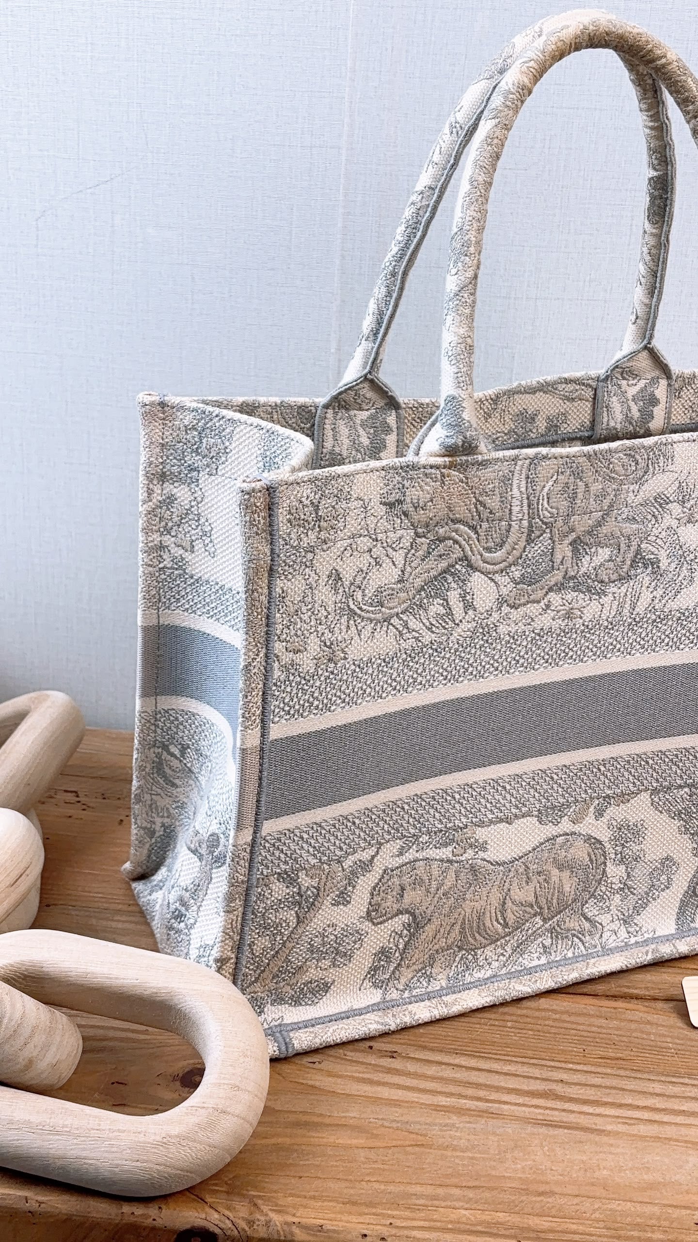 Dior Grey Toile De Jouy Medium Book Tote
