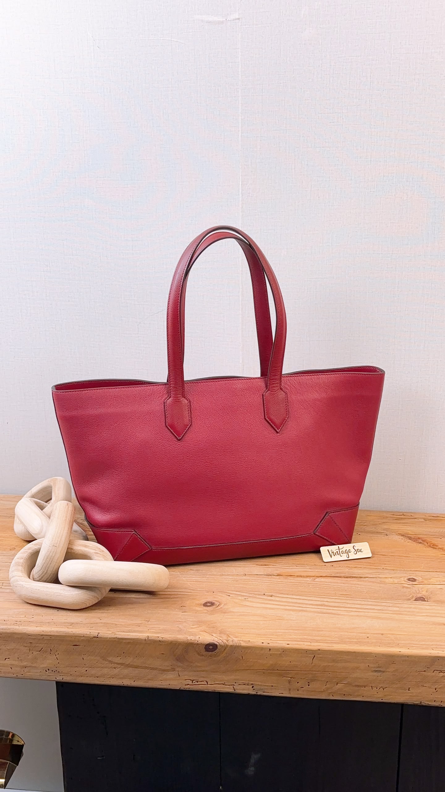 Hermes Rouge Grenat Evercolor / Epsom Maxi Box 36 Cabas