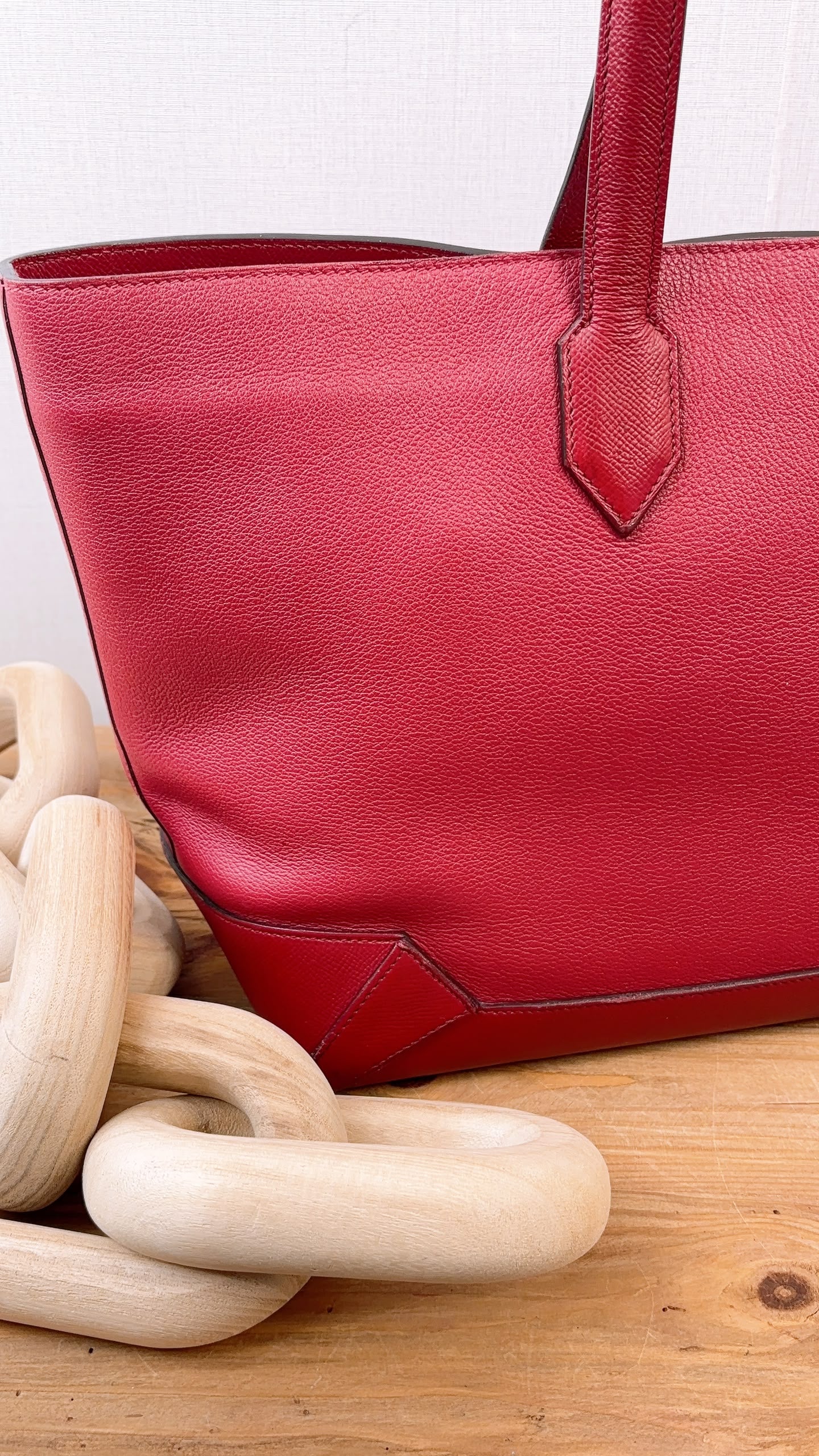Hermes Rouge Grenat Evercolor / Epsom Maxi Box 36 Cabas