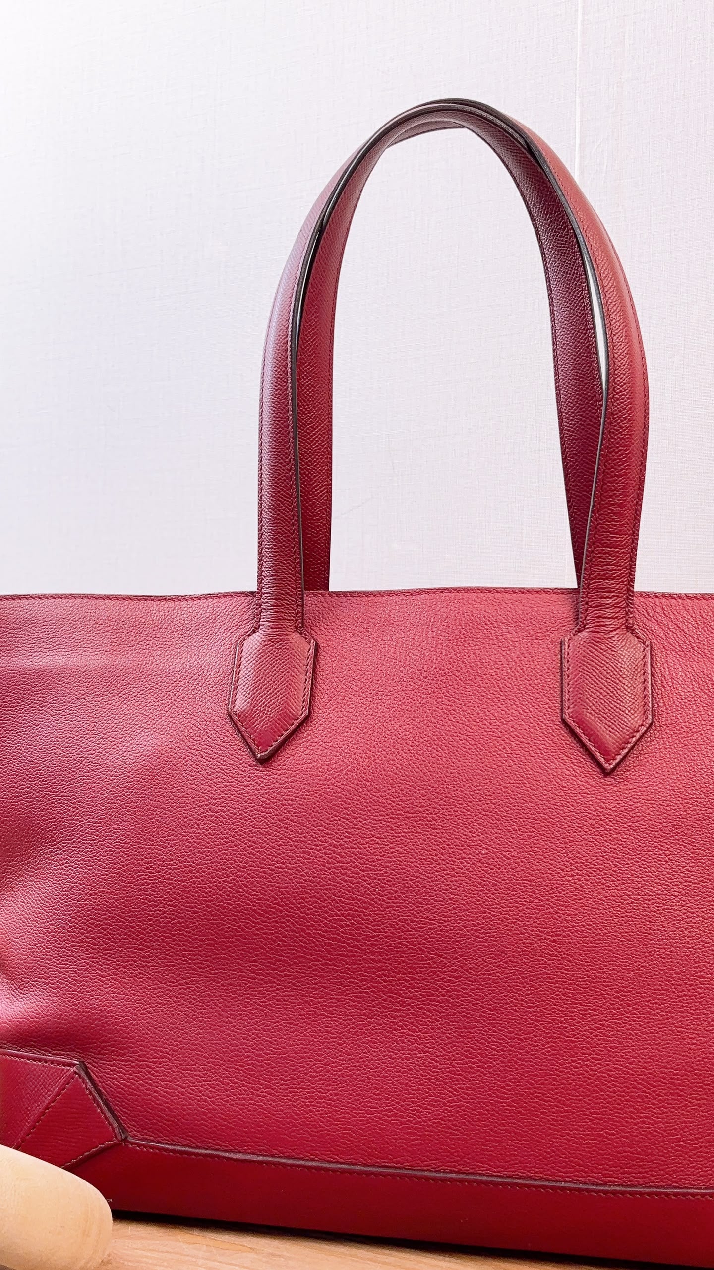 Hermes Rouge Grenat Evercolor / Epsom Maxi Box 36 Cabas