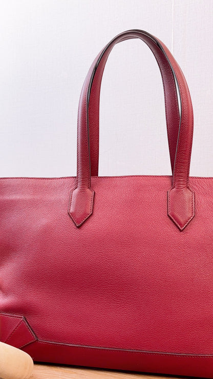 Hermes Rouge Grenat Evercolor / Epsom Maxi Box 36 Cabas