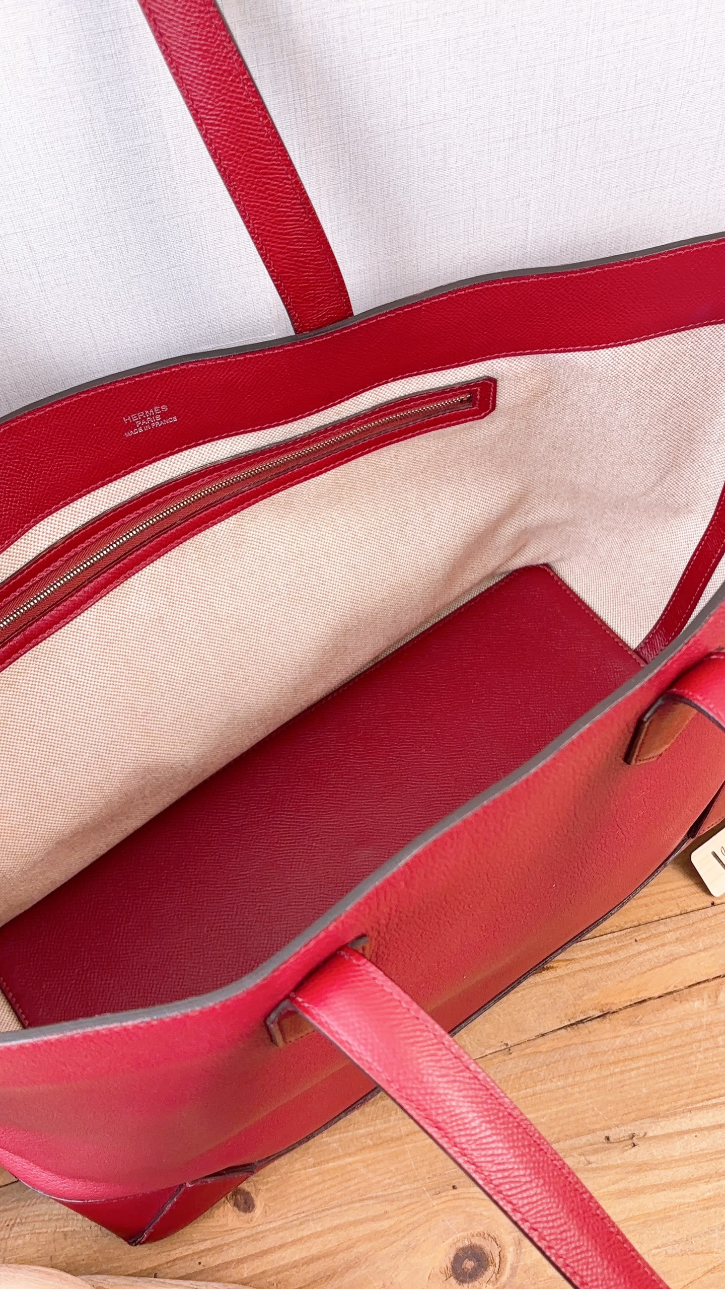Hermes Rouge Grenat Evercolor / Epsom Maxi Box 36 Cabas