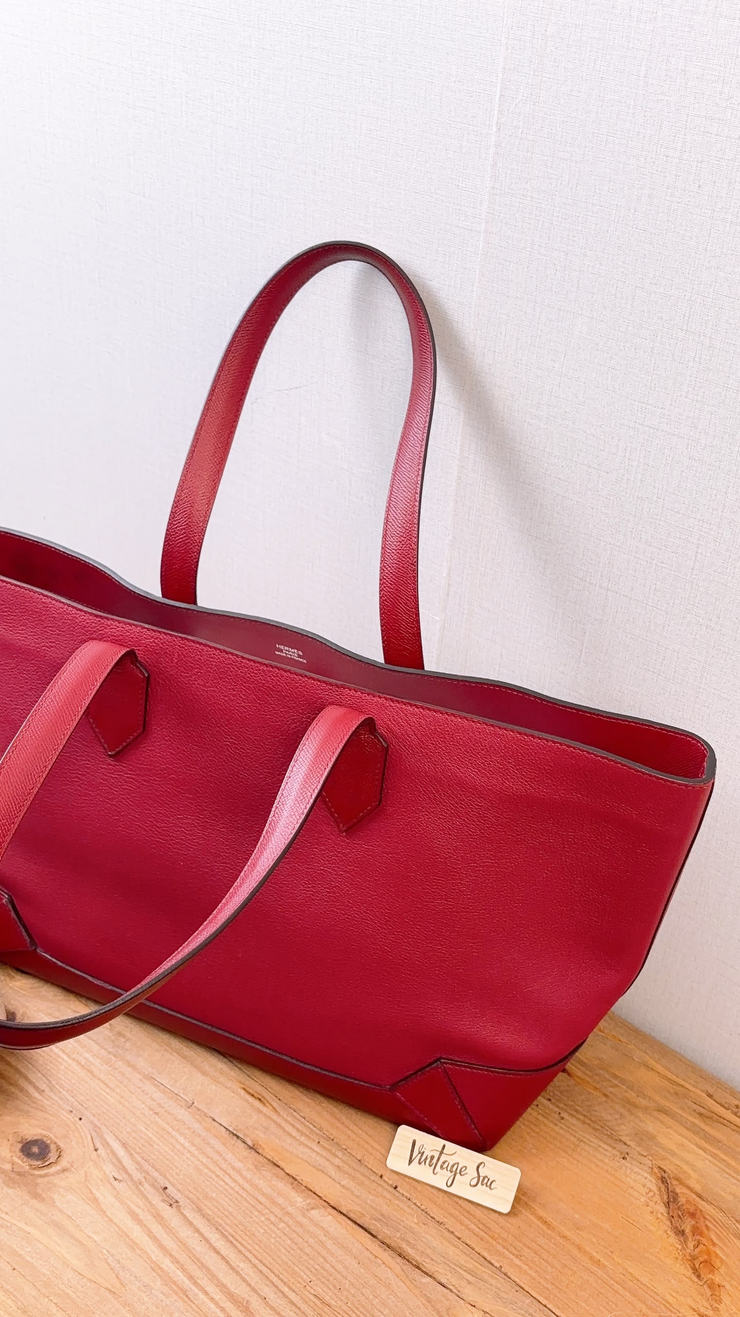 Hermes Rouge Grenat Evercolor / Epsom Maxi Box 36 Cabas