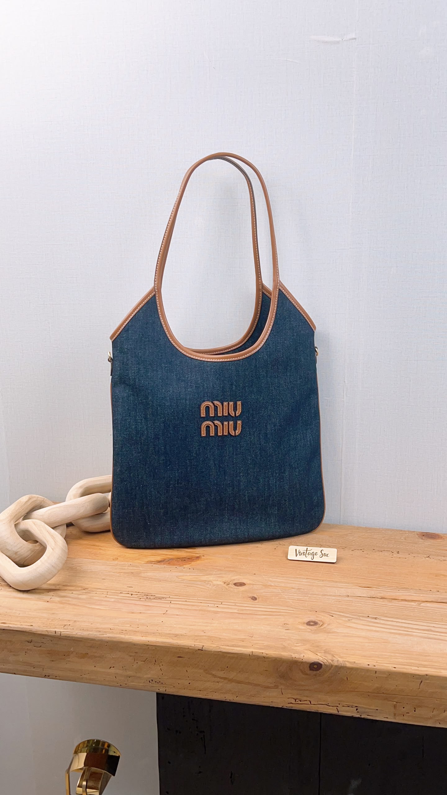 Miu Miu Blue/Brandy Denim Ivy Tote