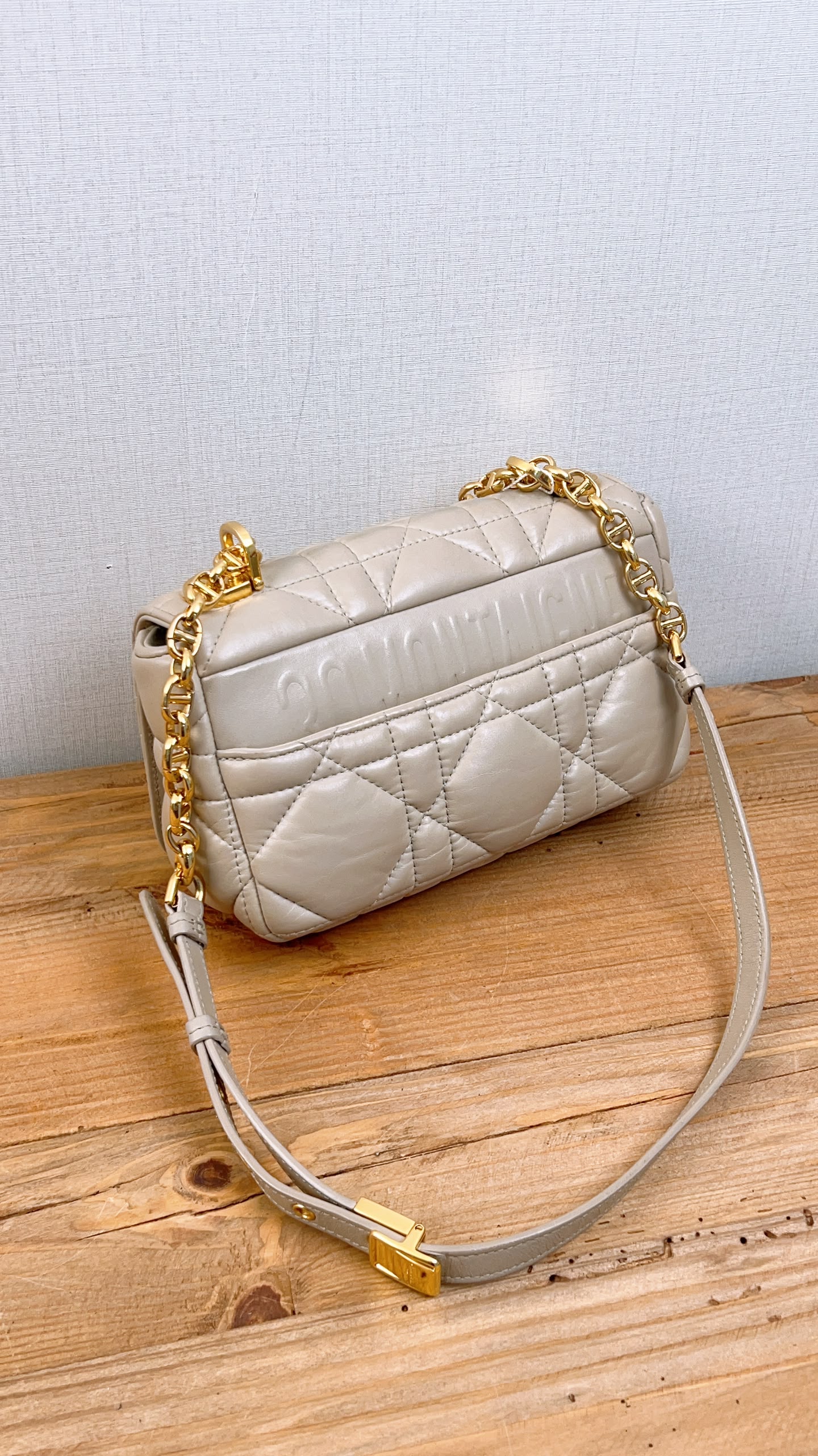 Dior Sand Lambskin Macro Cannage Small Caro (GHW)