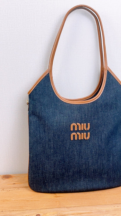 Miu Miu Blue/Brandy Denim Ivy Tote