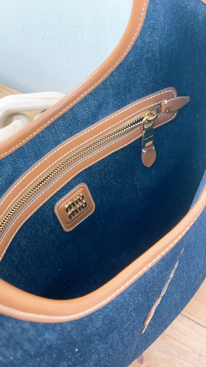 Miu Miu Blue/Brandy Denim Ivy Tote