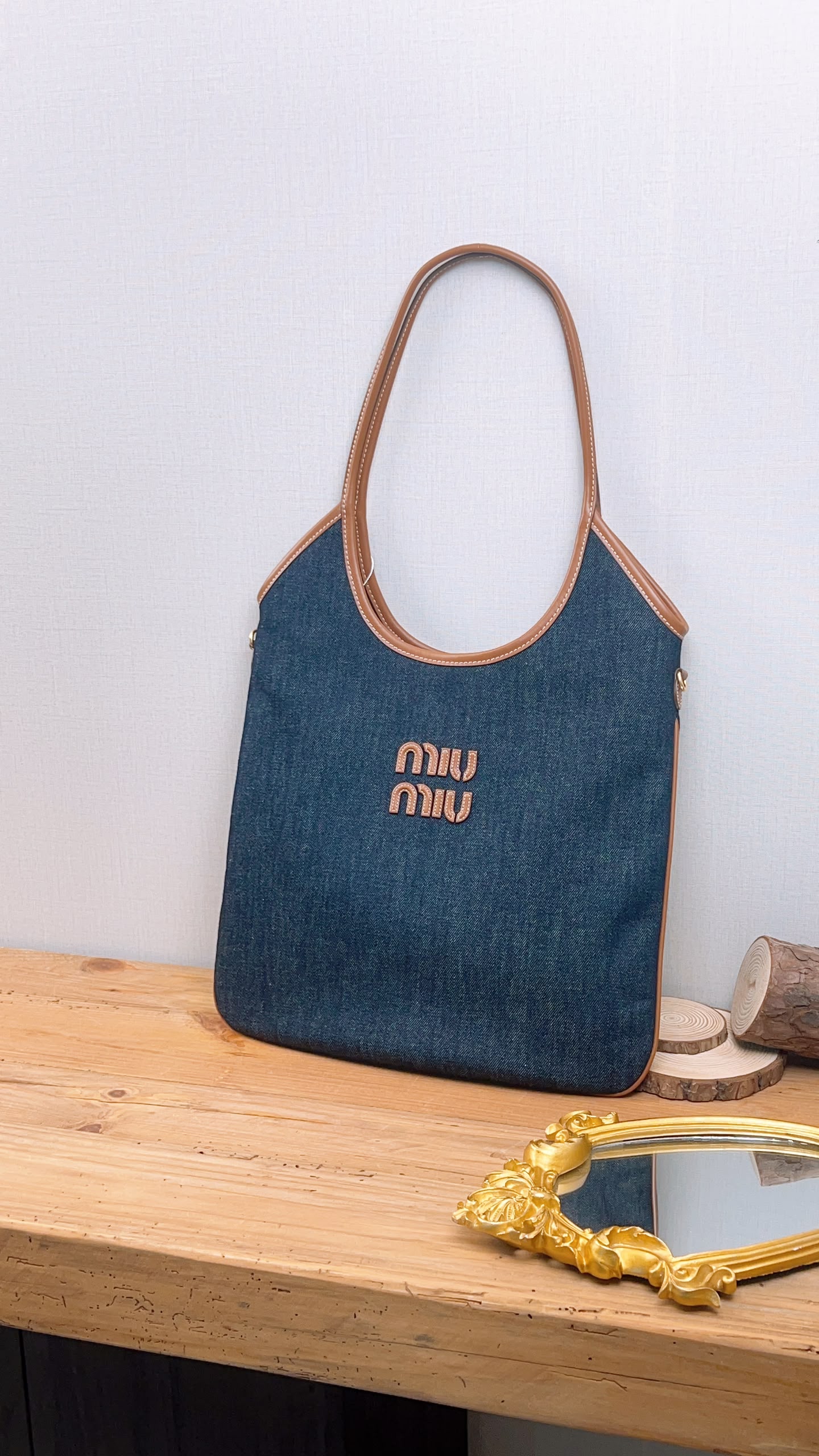Miu Miu Blue/Brandy Denim Ivy Tote