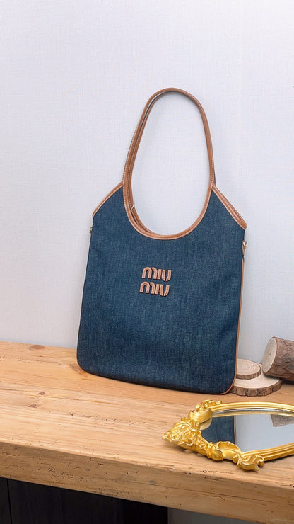 Miu Miu Blue/Brandy Denim Ivy Tote