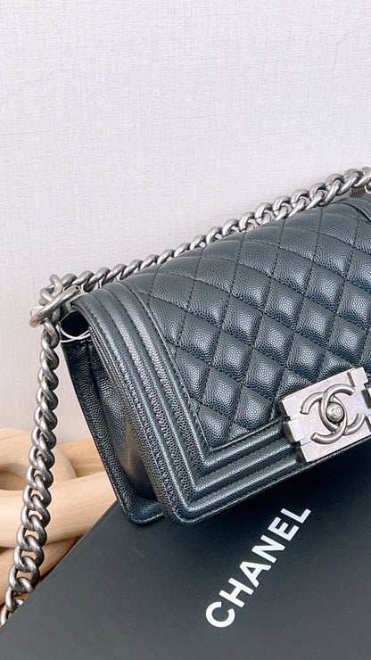 Chanel Black Caviar Small Boy (RHW)
