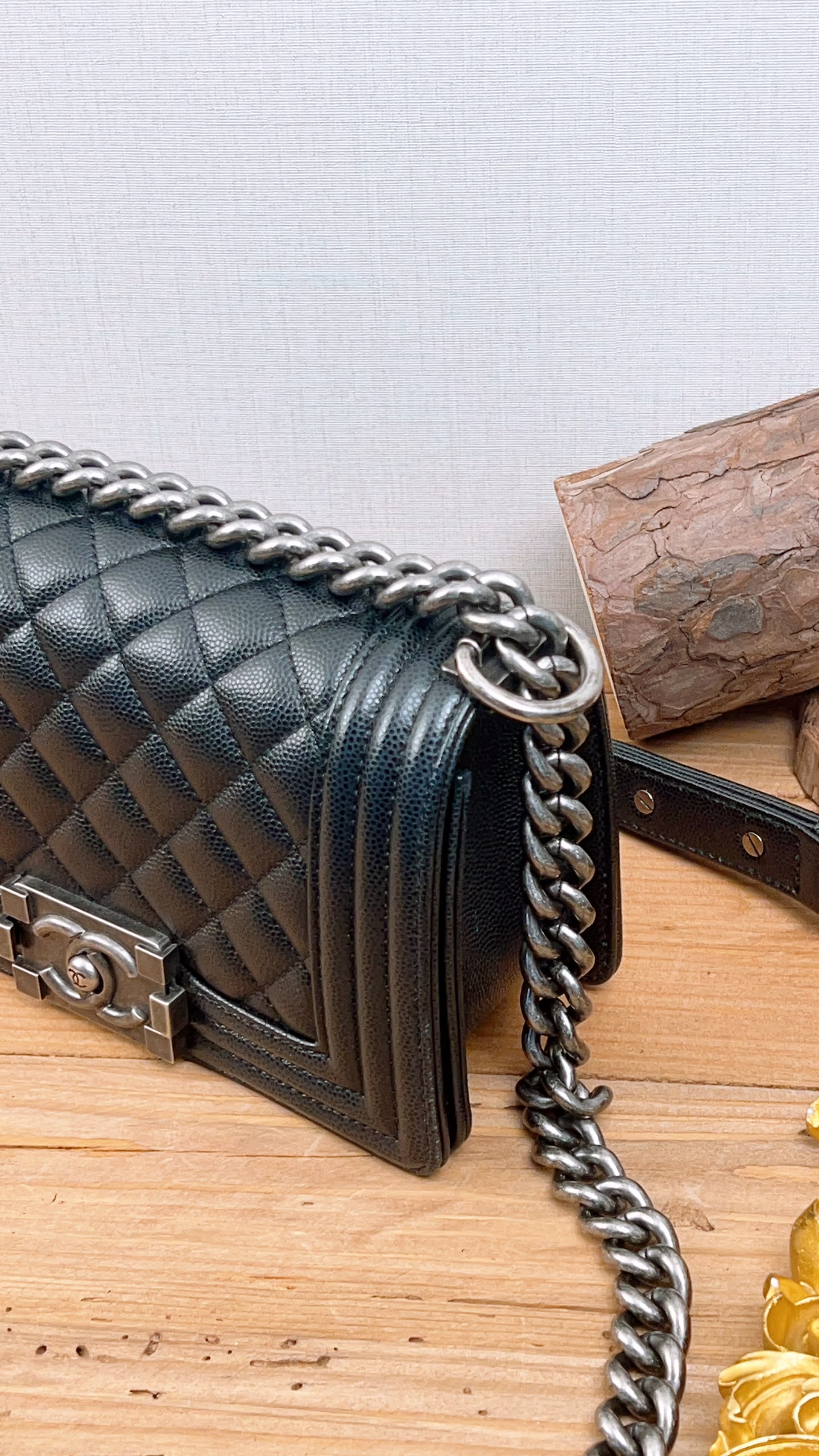 Chanel Black Caviar Small Boy (RHW)