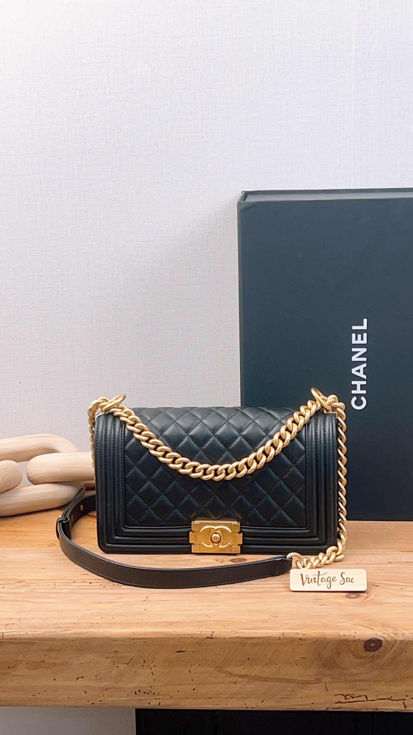 Chanel Black Old Medium Calfskin Leboy (GHW)