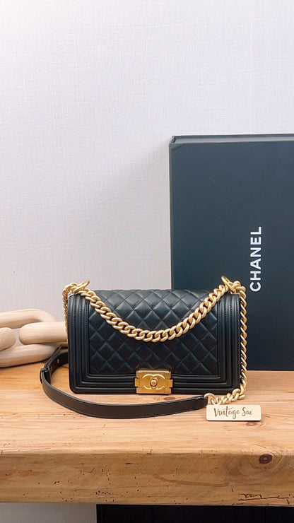 Chanel Black Old Medium Calfskin Leboy (GHW)