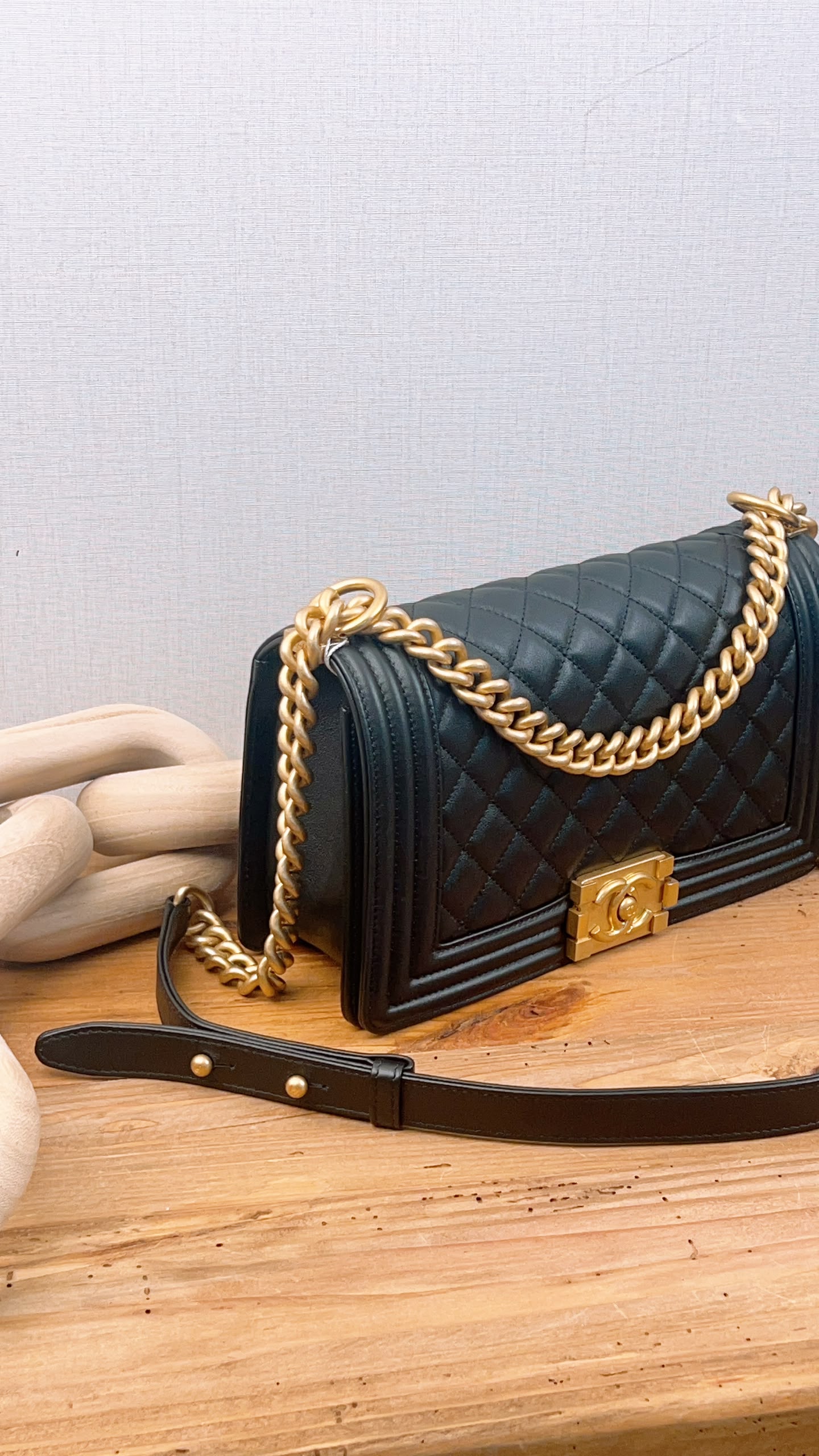 Chanel Black Old Medium Calfskin Leboy (GHW)