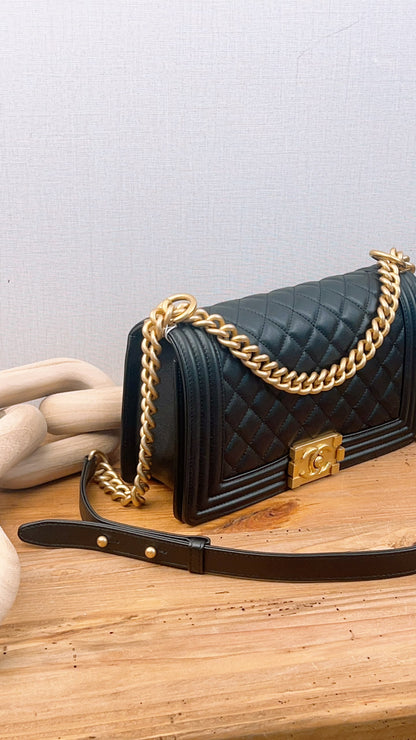 Chanel Black Old Medium Calfskin Leboy (GHW)