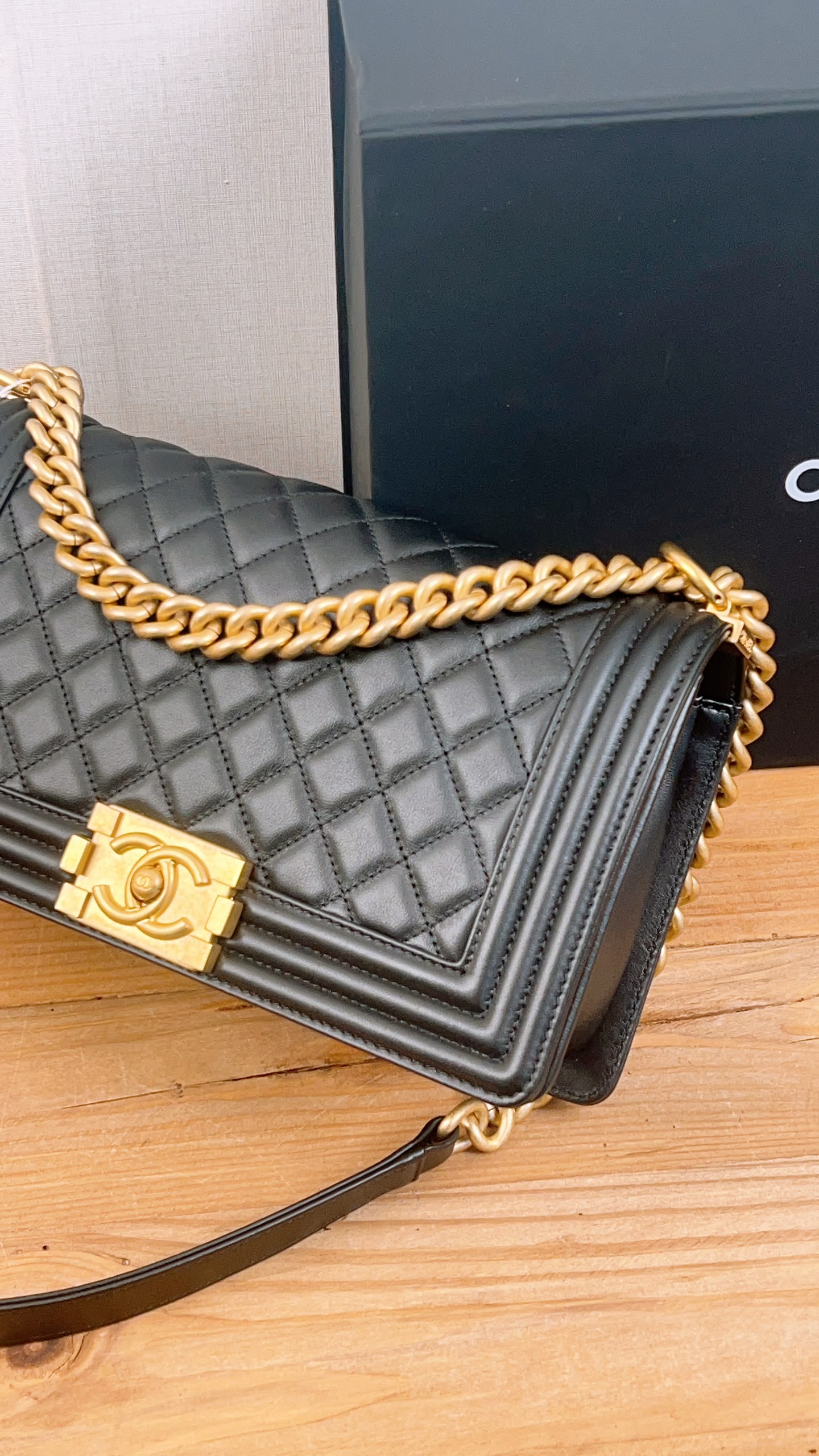Chanel Black Old Medium Calfskin Leboy (GHW)
